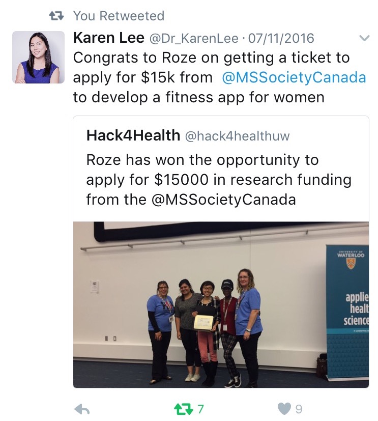 MS Society Canada, Dr Karen Lee, Hack4Health,