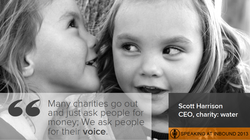 Opencity Inc., charity spotlight, charity: water, Scott Harrison, Inbound 2013, HubSpot,