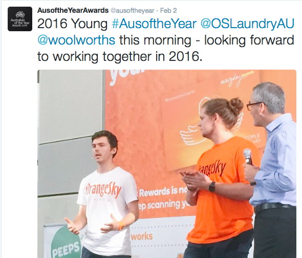 Young Australian of the Year, Orange Sky Laundry, OSL, Opencity Inc., Charity Spotlight, homeless